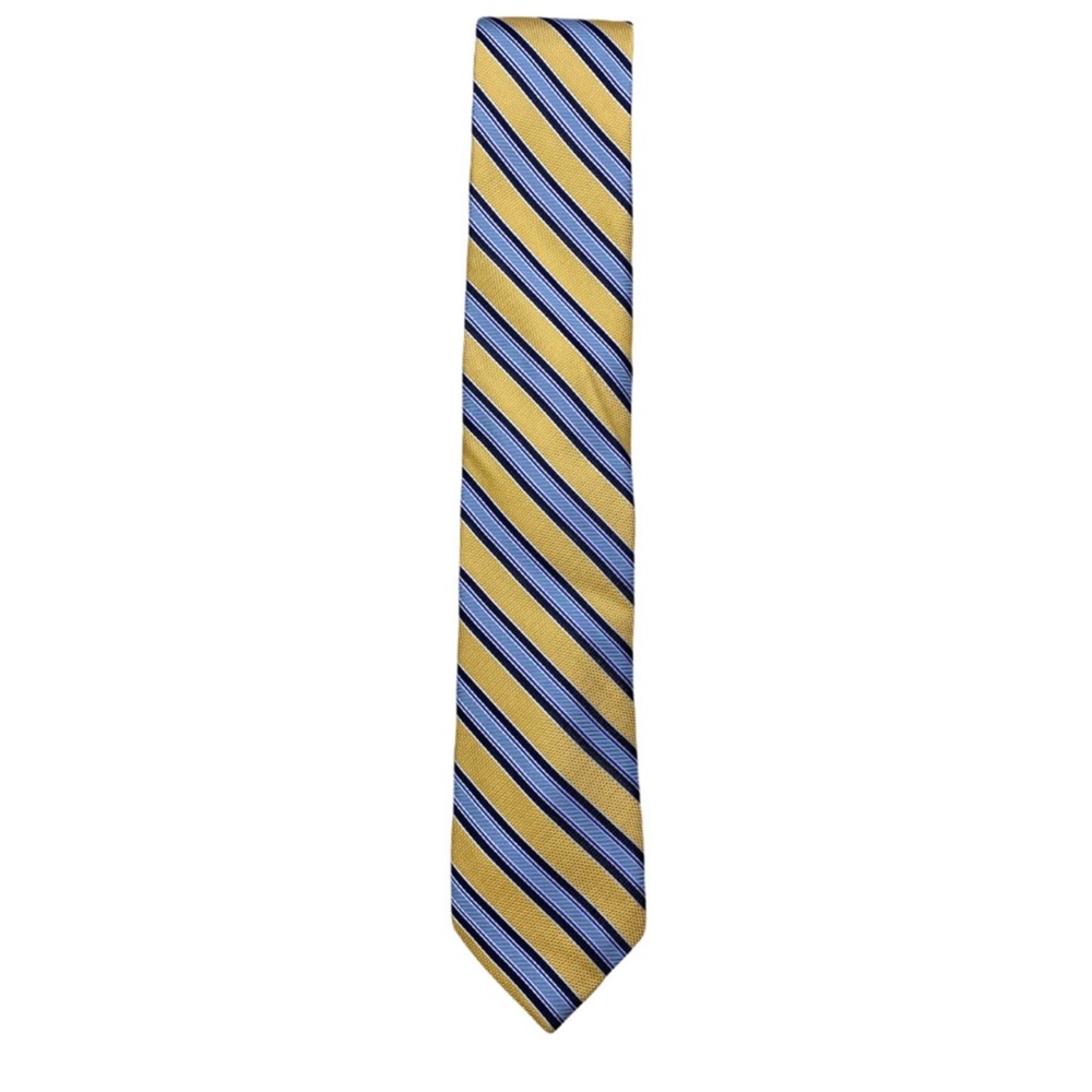 Joseph A. Bank Yellow and Blue Striped Men’s Silk Tie